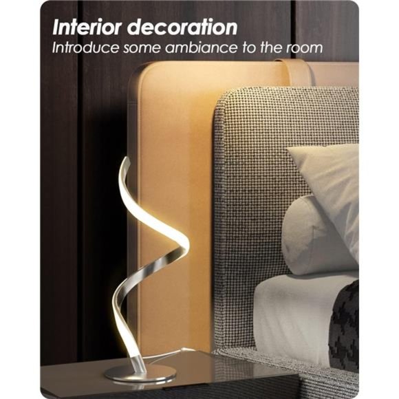 Modern Spiral Bedside Lamp - 3 Colors Touch Control LED Table Lamp, Stepless - Picture 6 of 6